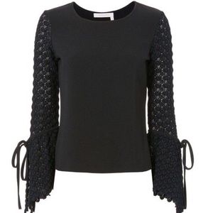 See by Chloe Knit Flared Crochet Sleeve Detail Top